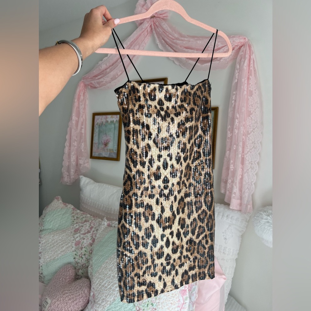 Sparkle Cheetah Leopard Mini Dress